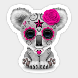 Pink Day of the Dead Sugar Skull Baby Koala Sticker